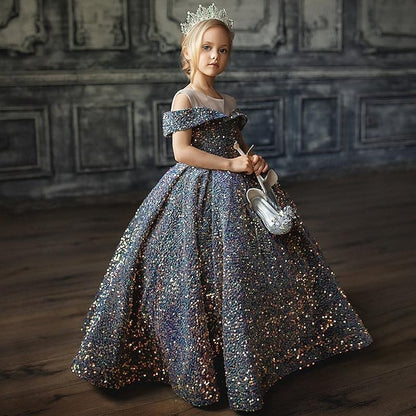 Solid Kids Flower Party Dress Girls' Girl Color