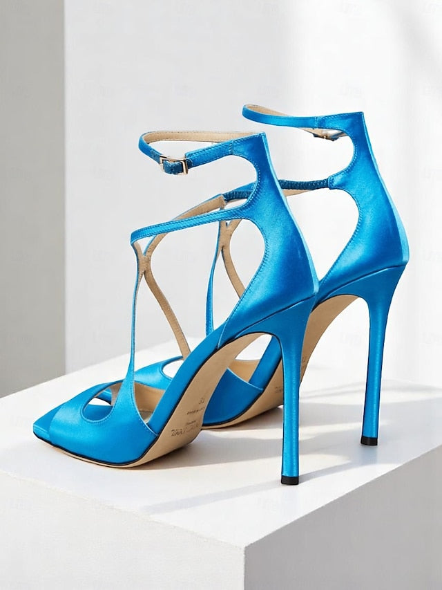 Satin Elegant Heels Crisscross - Stiletto Lavender Women's