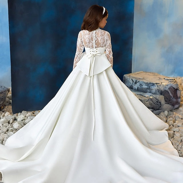 Color First Dress Girls' Communion Solid Kids Party