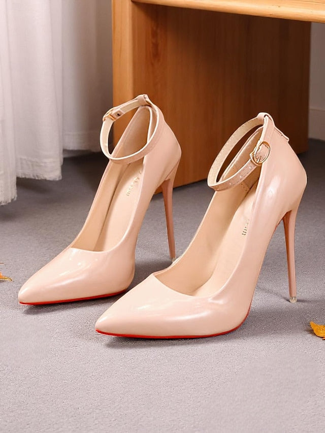 Stiletto Ankle with Women's Leather Heels Patent Black