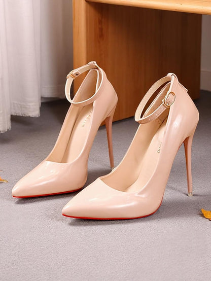 Stiletto Ankle with Women's Leather Heels Patent Black