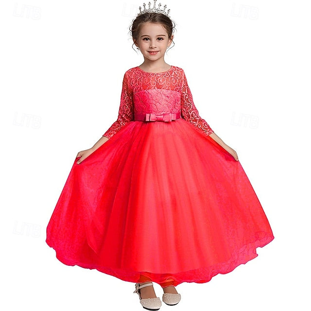 Kids Flower Girl Sleeve Dress Girls' Wedding Half