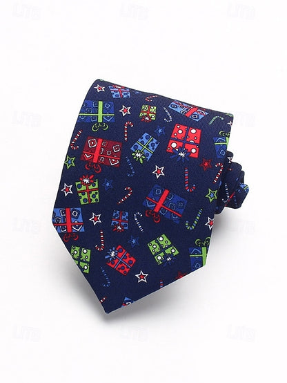 Tie Fun Christmas Men's and Polyester Silk Tree Santa –
