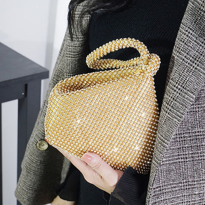 Women's Evening Rhinestone Bag Silver - Elegant Crystal