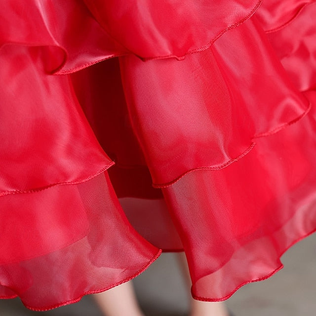 Kids Special Flower Sleeve Party Girls' Dress Wedding Long