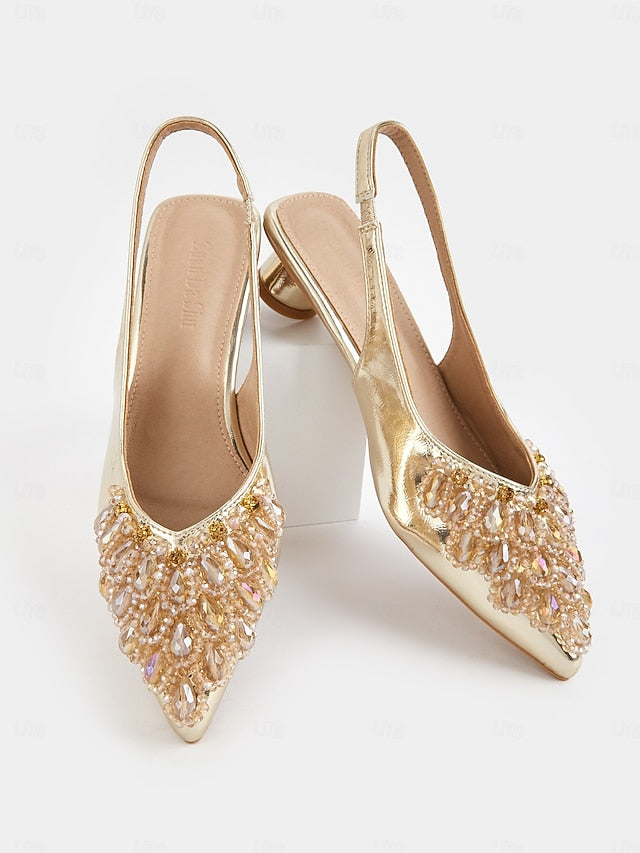 Shoes Ivory Beaded Slingback - with Women Wedding for Detail