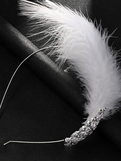 Clip - Crystal Women's White Feather Vintage Hair