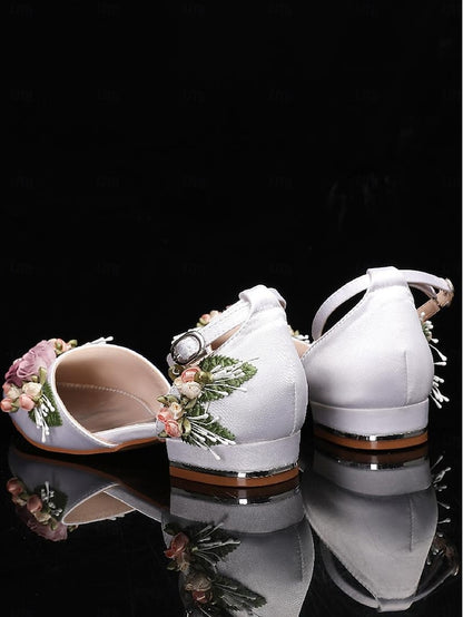 Shoes with – Clutch Floral Matching Embroidered White Flat
