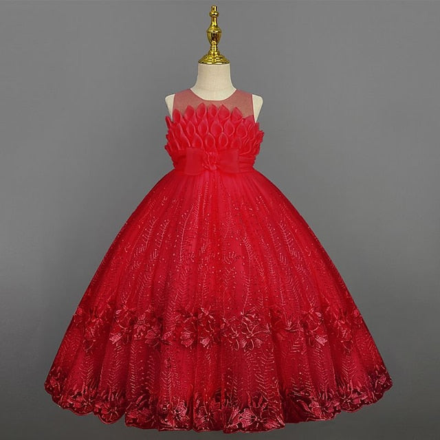 Kids Girl Solid Colored Dress Girls' Flower