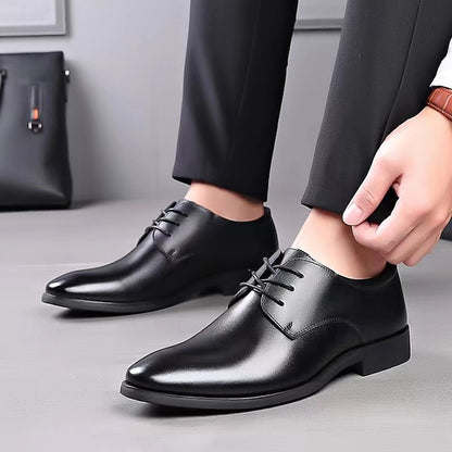 – Men's Shoes Black Classic Lace-Up Derby Glossy Formal