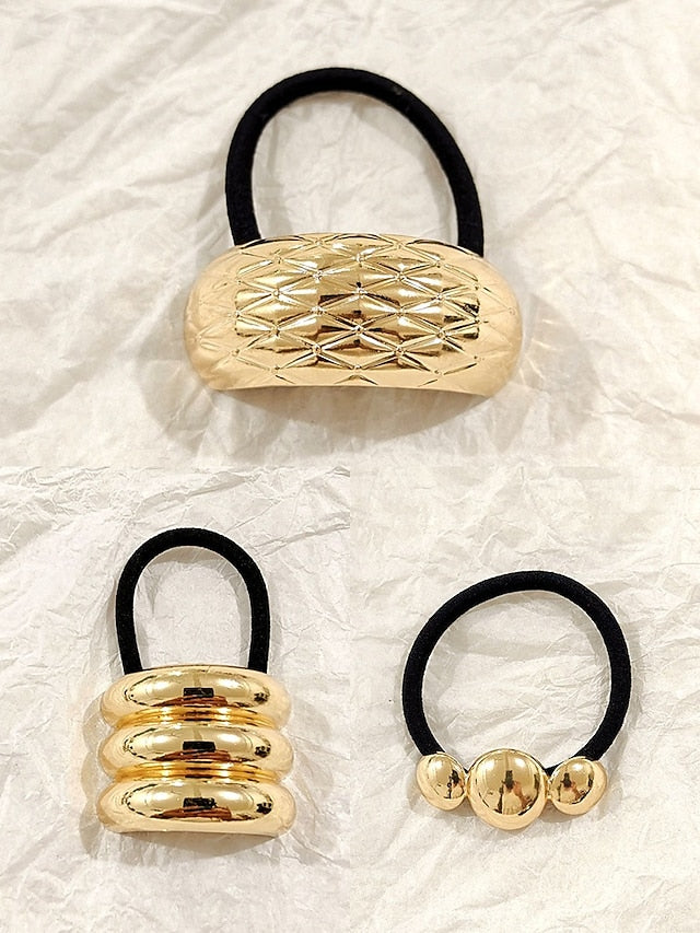 Elastic Women's with Gold Hair Scrunchies - Band Tone