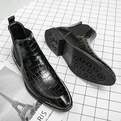 Chelsea – Brown Slip-On Men's Pattern Crocodile Boots