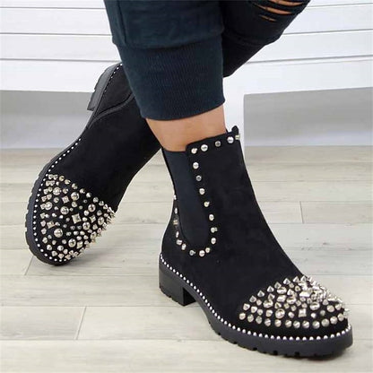Boots Sole Chelsea Studded Ankle Chunky for – Women Black