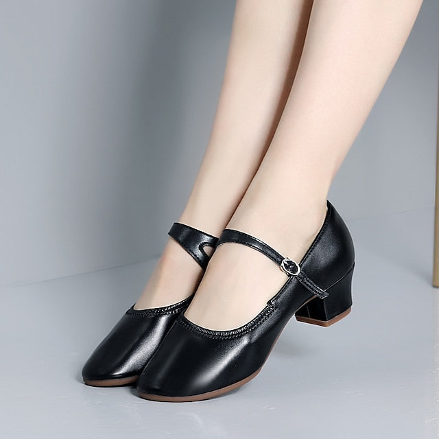 Mary Shoes Gold Women's Jane Low Dance with Heel Buckle