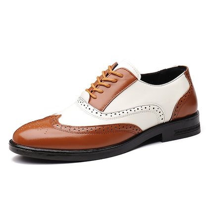 Men's Shoes Burgundy and Oxford Brogue Wingtip White