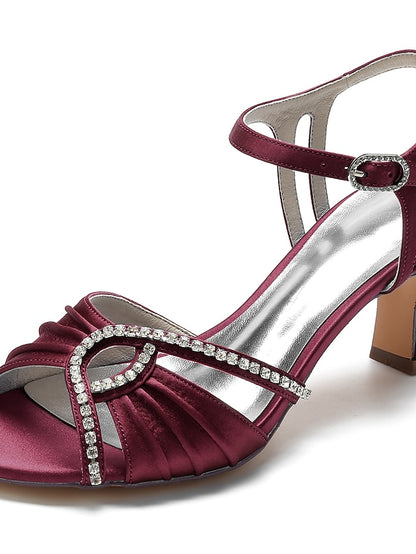 Satin Heeled Blue Navy Women's Rhinestone – Sandals