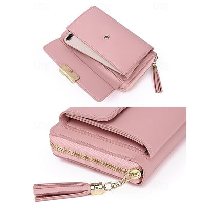 Phone Leather PU Crossbody Wristlet Mobile Bag Women's
