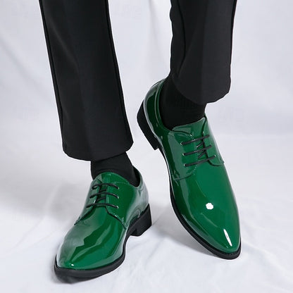 Patent Formal Green – for Men Lace-Up Shoes Leather Glossy