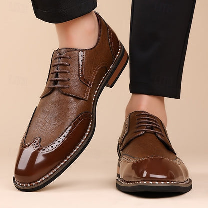 Faux Shoes Oxford Burgundy and Wingtip White Leather Men's