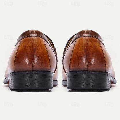 Loafers Tan Leather – Slip-On Tassel Men's Vintage