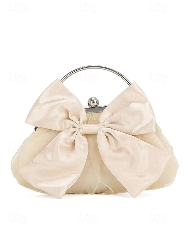 Evening Elegant Satin Bow Bag Pearl – Women's Clutch