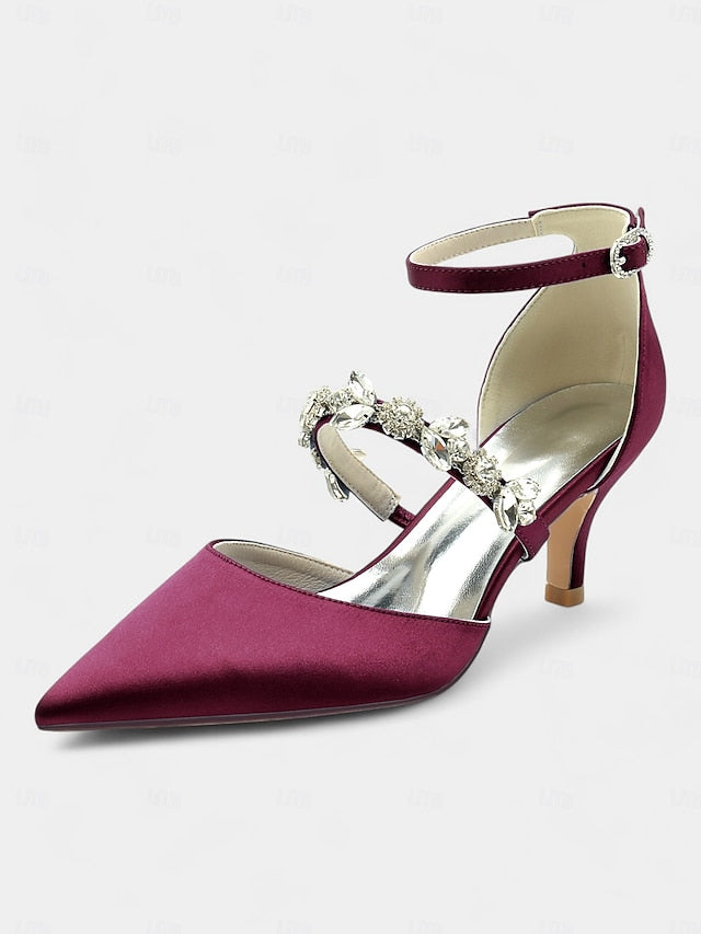 Embellishments Satin Rhinestone Heels Black with Women's -