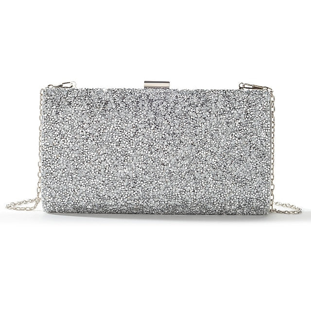 Glitter Clutch Silver Women's