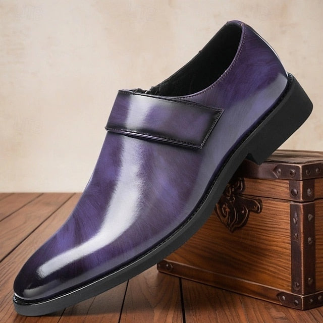 Leather Loafers Shoes Brown Slip-On Business Men's