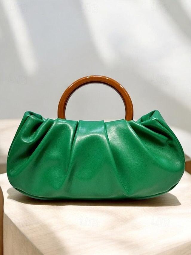 with Acrylic Bag Leather Tote Clutch Women's Pleated Faux