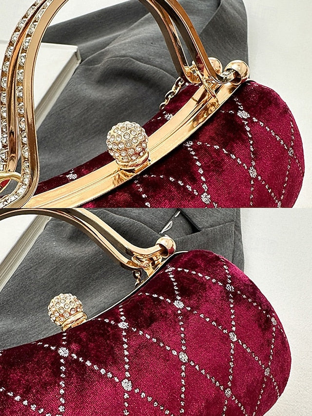 Velvet Accents Women's Purse Evening with Quilted - Diamond