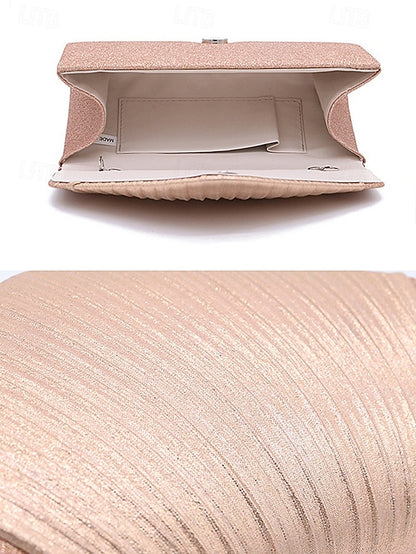 – Bag Pleated Glitter Clutch Champagne with Design Evening