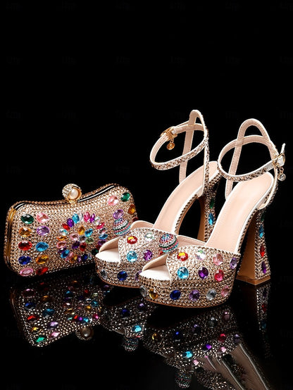 Platform with Women's Rhinestone Sandals Matching High Heel