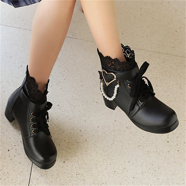 Lace-Up – White Bridal Women's Boots Wedding Ankle Shoes