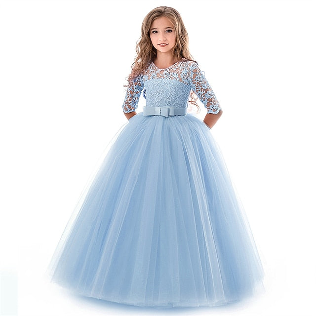 Kids Flower Girl Sleeve Dress Girls' Wedding Half