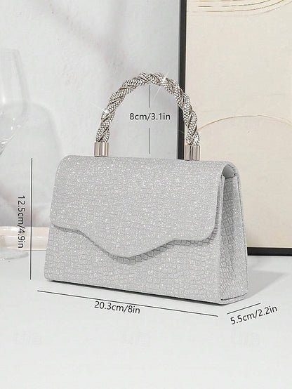 Handbag Silver Handle Rhinestone – with Women's Glitter