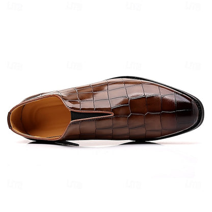 Slip-On Pattern Burgundy Men's Crocodile Shoes –