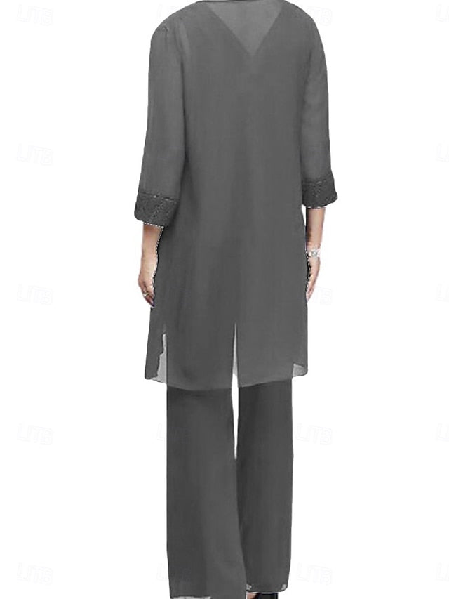 3 Elegant Neck Dress of Mother Vintage Piece Crew Bride the