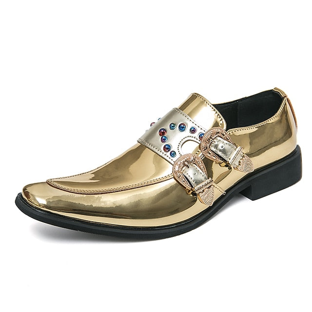Shoes Men's Metallic Loafers Buckle Fashion Pink