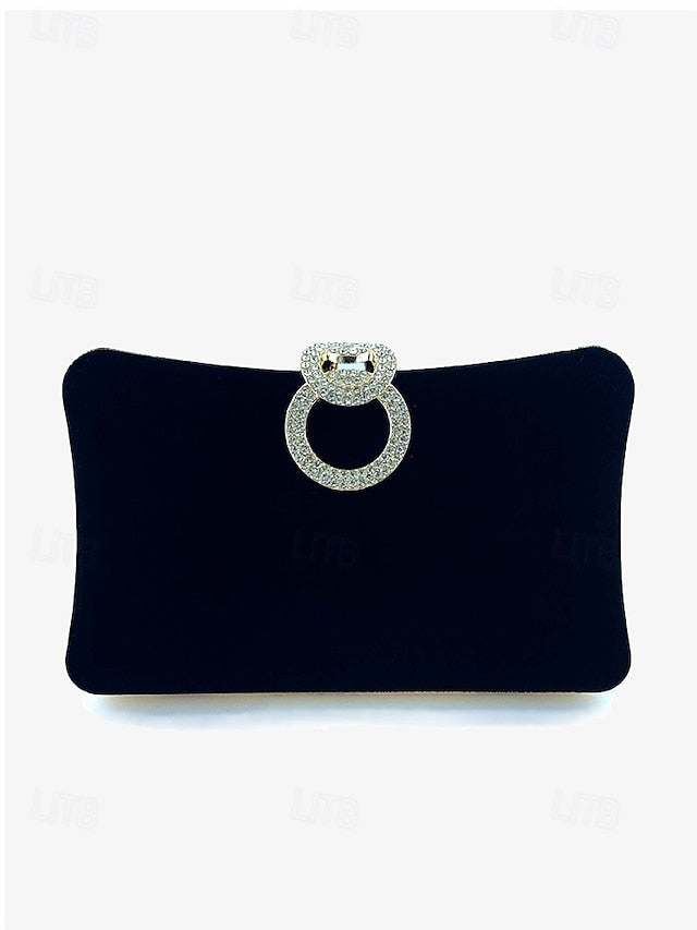 Blue Clutch Women's with Velvet Ring Bag Elegant Rhinestone