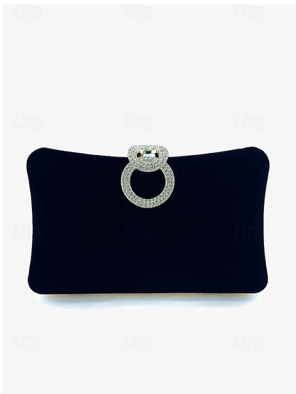 Blue Clutch Women's with Velvet Ring Bag Elegant Rhinestone