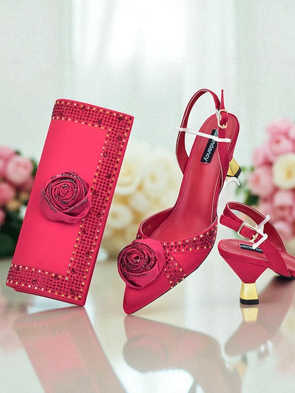 and Matching Women's Heels - Slingback Gold Set Clutch