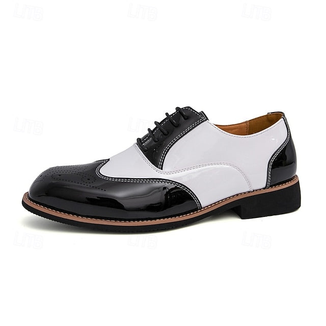 Men's and Black Patent Oxford with Leather Shoes Gold