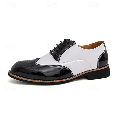 Men's and Black Patent Oxford with Leather Shoes Gold