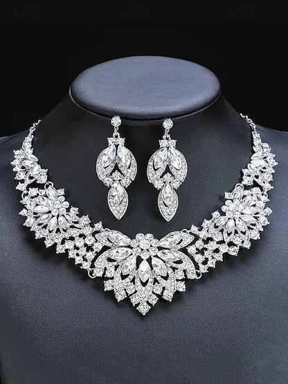 Jewelry Necklace Set Green – Crystal Statement Elegant