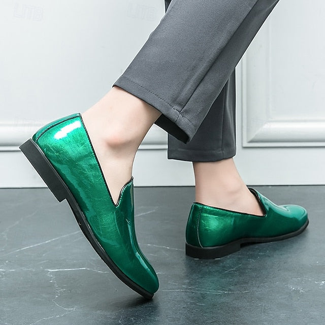 Gold Fashionable – Loafers Metallic Slip-On Men's Shiny