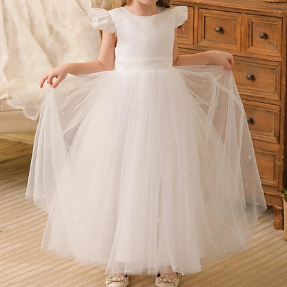 Girl Color Party Flower Kids Solid Girls' Dress