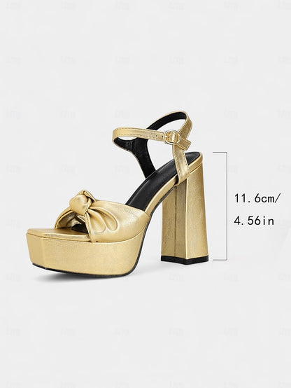 Chunky Heel - High Sandals Platform Women's Block Gold