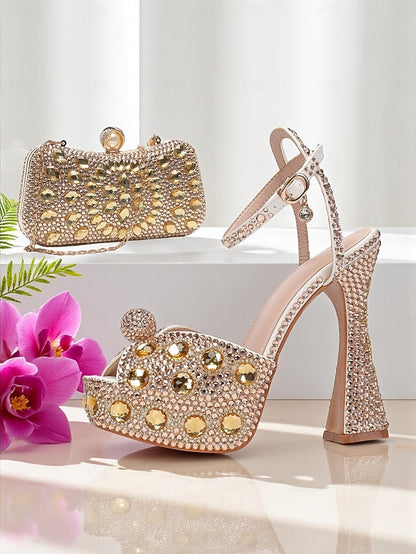 Platform with Women's Rhinestone Sandals Matching High Heel