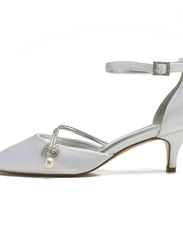 Dark Heels Blue Women's with Satin and Pearl Kitten