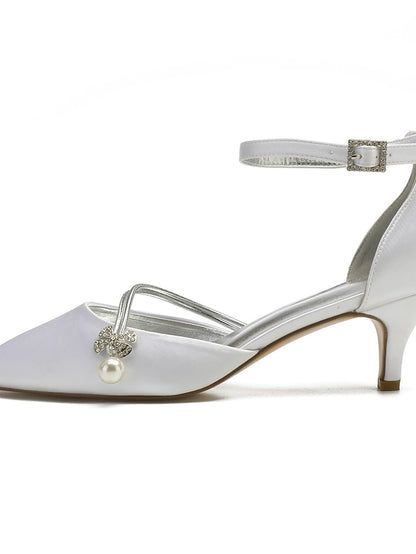 Dark Heels Blue Women's with Satin and Pearl Kitten